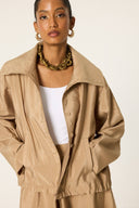Cupro-Look Gathered Waist Jacket