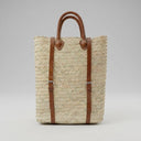 Straw Backpack - Woven Palm Leaf Backpack Leather Straps