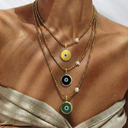 Glass Evil Eye Necklace with Gold Hematite & Pearl