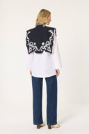 Poplin Shirt with Embroidered Statement Collar – Relaxed Fit