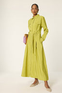 Belted Button Maxi Shirt Dress