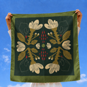 Green Rose Silk Scarf