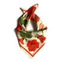 100% Silk Scarf Botanical Hibiscus Flower Summer Bandana