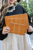 Amelia Pinstripe Straw Clutches
