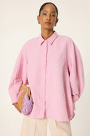 Oversized Cotton Speckled Button Down