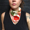 100% Silk Scarf Botanical Hibiscus Flower Summer Bandana