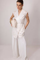 Patterned Satin Wrap Vest