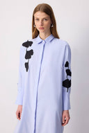 Striped Embroidered Maxi Shirt Dress
