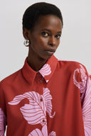 Oversized Red Floral Satin Shirt