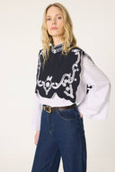 Poplin Shirt with Embroidered Statement Collar – Relaxed Fit