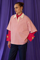 Oversized Striped Polo T-Shirt