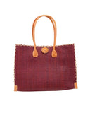 Zafran Solid Color Straw Beach Bag