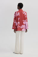 Oversized Red Floral Satin Shirt