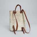 Straw Backpack - Woven Palm Leaf Backpack Leather Straps