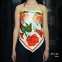 100% Silk Scarf Botanical Hibiscus Flower Summer Bandana