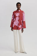Oversized Red Floral Satin Shirt