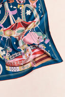 "Pop Pony" Silk Twill Large Silk Scarf - Midnight Blue