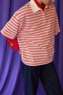 Oversized Striped Polo T-Shirt