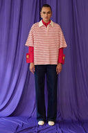 Oversized Striped Polo T-Shirt