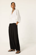 Relaxed Pleated Crepe Pants