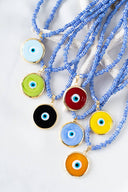 Greek Beaded Necklace with Evil Eye