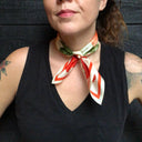 100% Silk Scarf Botanical Hibiscus Flower Summer Bandana