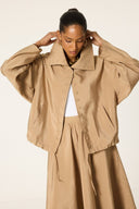 Cupro-Look Gathered Waist Jacket