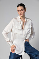 Boyfriend Silk Utility Shirt
