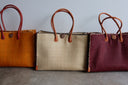 Zafran Solid Color Straw Beach Bag