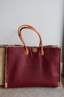 Zafran Solid Color Straw Beach Bag