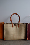 Zafran Solid Color Straw Beach Bag