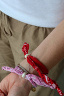 Bandana scarf bracelets with large glass evil eye