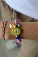Bandana scarf bracelets with large glass evil eye