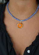 Greek Beaded Necklace with Evil Eye
