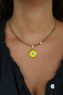 Glass Evil Eye Necklace with Gold Hematite & Pearl