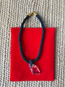 Navy Cord with Crystal Chunk