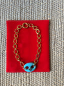 Chain Necklace with Blue Bean