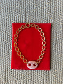 Chain Necklace with Pink Bean