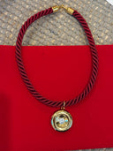Burgundy Cord with Round Diamond Donut