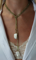 Italian Crystals w/ Pearls Strand - Green