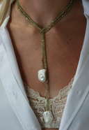 Italian Crystals w/ Pearls Strand - Green