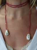 Italian Crystals w/ Pearls Strand - Pomegranate