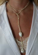 Italian Crystals w/ Pearls Strand - Cream w/ Cream