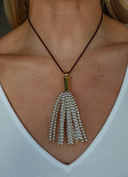 Adjustable Metal Beaded Tassel Necklace