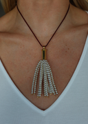 Adjustable Metal Beaded Tassel Necklace