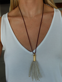 Adjustable Metal Beaded Tassel Necklace