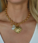 Gold Shell with pearl Necklace