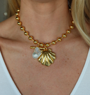 Gold Shell with pearl Necklace