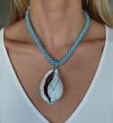 Blue Cord with Netted Shell Necklace