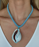 Blue Cord with Netted Shell Necklace